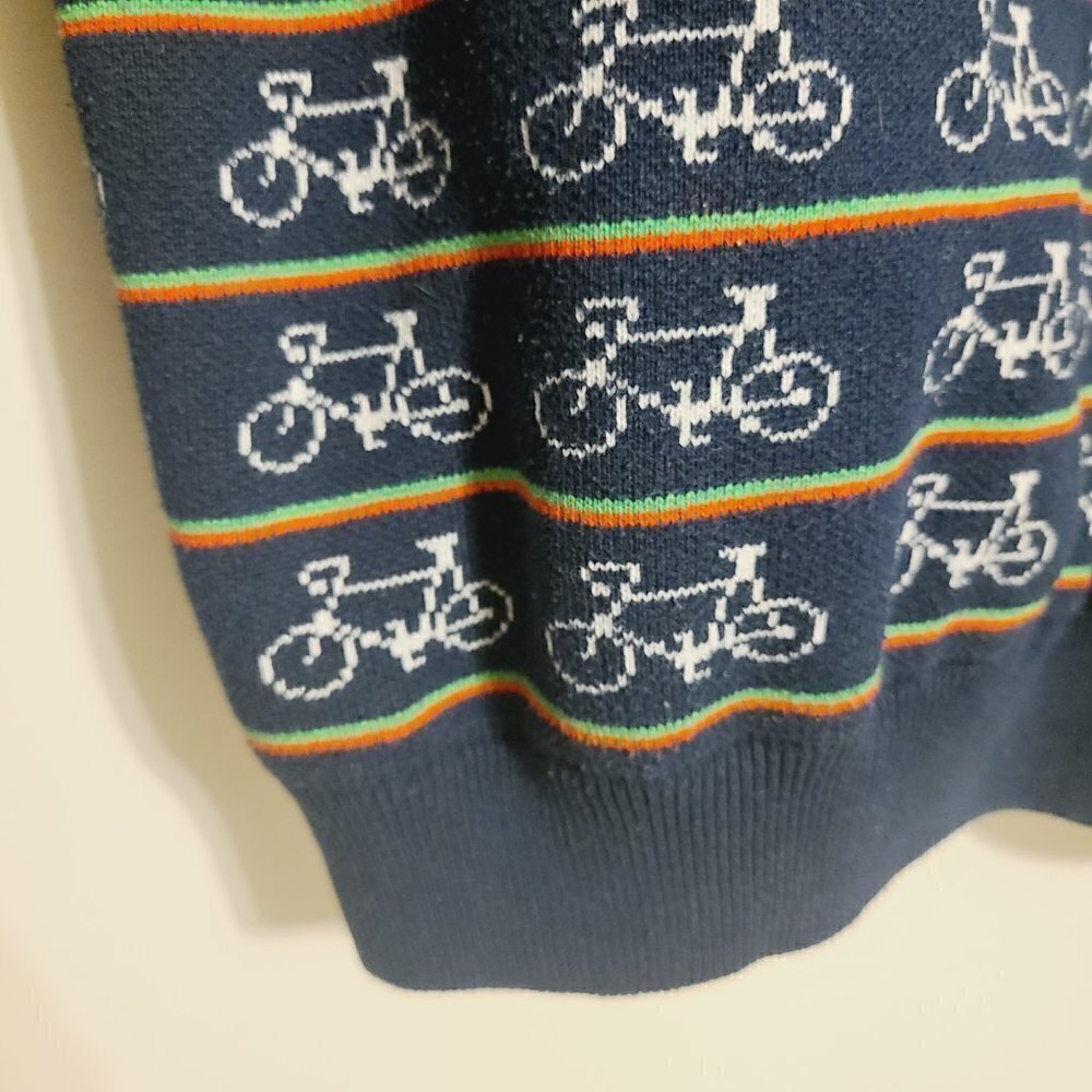 Forever 21 Men | Navy Bicycle Print & Striped Crewneck Sweater (Size Medium) - Picture 10 of 12